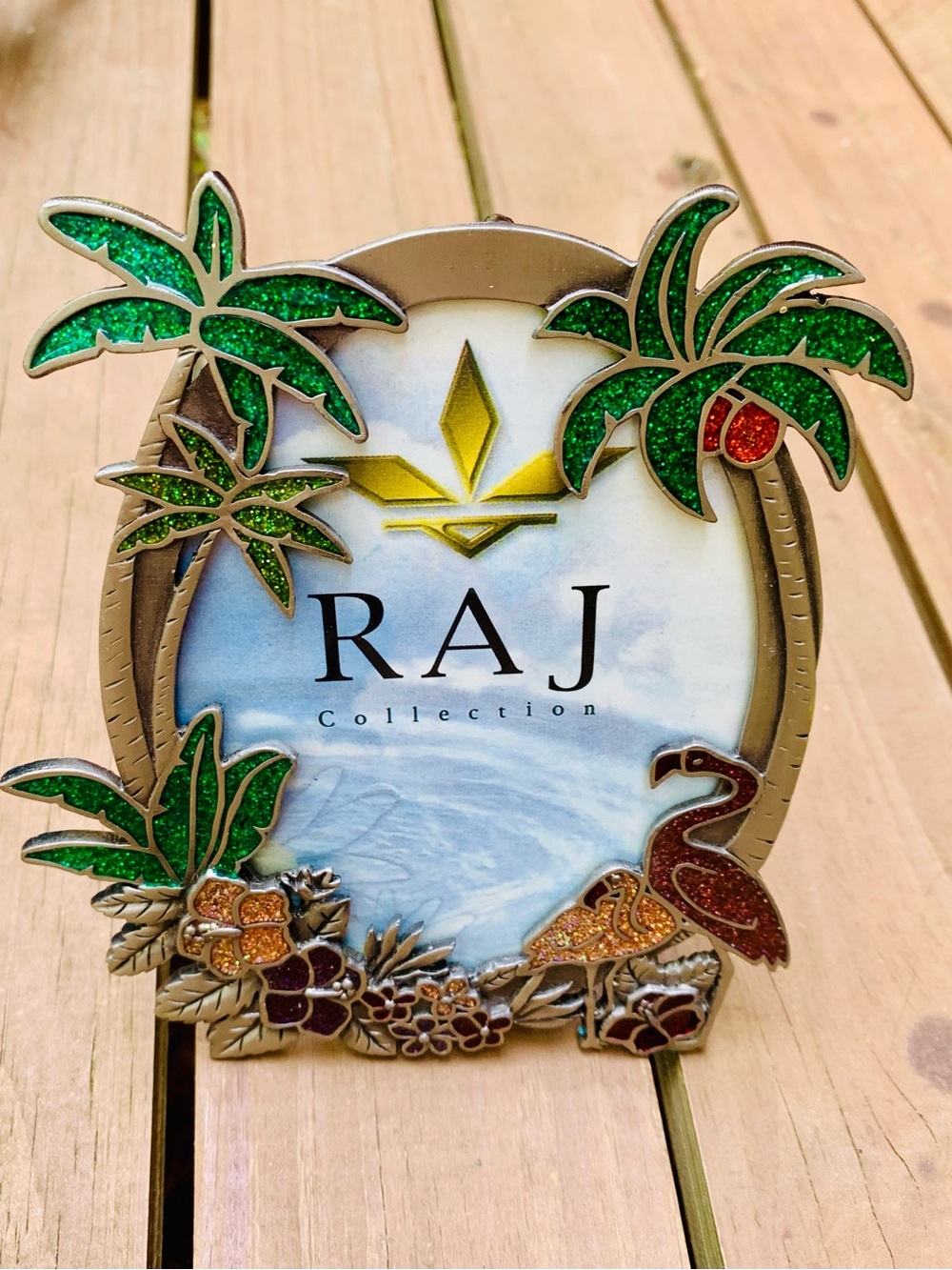 Raj Glitter Tropical Palm Photo Frame - Green, pink, silver